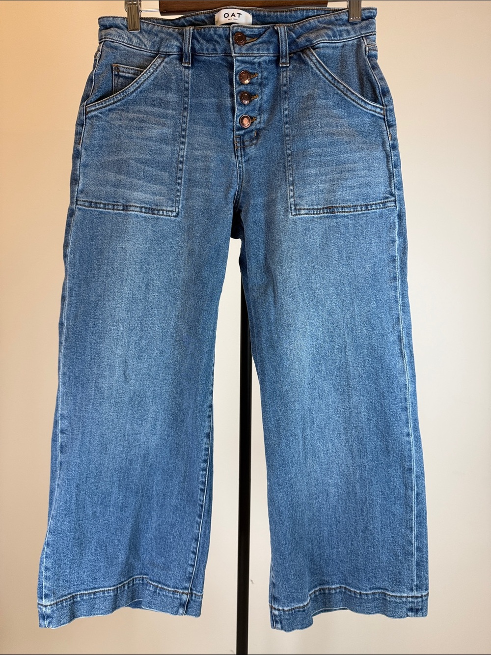 Oat New York Mid Rise Wide Leg Crop Jeans | Size 28